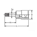 1/2 Sq. Dr. Bit Socket XZN M6 Triple Square Length 60mm