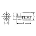 1/2 Sq. Dr. Adaptor  1/4 For 1/4H Bit Length 38mm