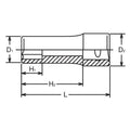 1/2 Sq. Dr. Socket  1.1/2 6 point Length 77mm