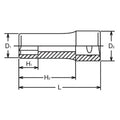 1/2 Sq. Dr. Socket  1.1/8 6 point Length 77mm