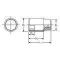 1/2 Sq. Dr. Socket  27mm 8 point Length 57mm For Oil pressure switch