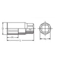 1/2 Sq. Dr. Wheel Nut Socket  17mm 6 point Length 60mm