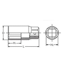 1/2 Sq. Dr. Wheel Nut Socket 21mm 6 point Length 60mm - Ko-ken USA