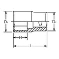 1/2 Sq. Dr. Chrome SAE 6 Point Socket  13/16