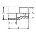 1/2 Sq. Dr. Chrome SAE 6 Point Socket  19/32