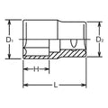 1/2 Sq. Dr. Socket Whitworth 1/4 6 point Length 37mm