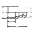 1/2 Sq. Dr. Socket Whitworth 3/16 6 point Length 37mm