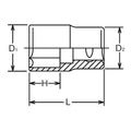 1/2 Sq. Dr. Socket Whitworth 3/8 6 point Length 37mm