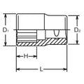 1/2 Sq. Dr. Chrome SAE 12 Point Socket  1/2