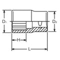 1/2 Sq. Dr. Chrome SAE 12 Point Socket  1/4