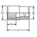 1/2 Sq. Dr. Chrome SAE 12 Point Socket  1.1/16