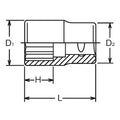 1/2 Sq. Dr. Chrome SAE 12 Point Socket  1.1/2