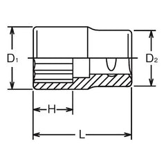 1/2 Sq. Dr. Chrome SAE 12 Point Socket 21/32