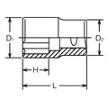 1/2 Sq. Dr. Socket  12mm Surface Length 37mm