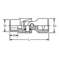 1/2 Sq. Dr. Universal Socket  1/2 6 point Length 66mm