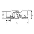 1/2 Sq. Dr. Universal Socket  5/8 6 point Length 68mm