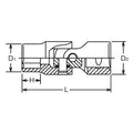 1/2 Sq. Dr. Universal Socket  18mm 6 point Length 69mm