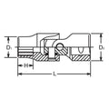 1/2 Sq. Dr. Universal Socket  10mm 12 point Length 63mm