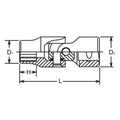 1/2 Sq. Dr. Universal Socket  13mm 12 point Length 66mm