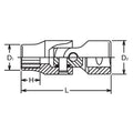 1/2 Sq. Dr. Universal Socket  19mm 12 point Length 71mm