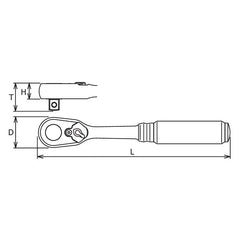 1/2 Sq. Dr. Ratchet Handle 72 teeth Length 253mm Z-series - Ko-ken