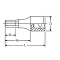 3/4 Sq. Dr. Bit Socket  14mm Hex Length 75mm