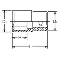 1 Sq. Dr. Socket  1.1/4 6 point Length 65mm