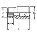 1/4 Sq. Dr. Socket  1/2 12 point 22mm Aerospace