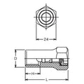 24mm Hex Dr. Stud Setter  M10 x 1.5  47mm For Construction site