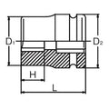 3/4 Sq. Dr. Rear Wheel Nut Socket  17mm Square 53mm