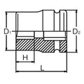 3/4 Sq. Dr. Rear Wheel Nut Socket  21mm Square 57mm