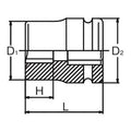 1 Sq. Dr. Rear Wheel Nut Socket  17mm Square 60mm