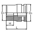 1 Sq. Dr. Rear Wheel Nut Socket  19mm Square 60mm