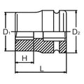 1 Sq. Dr. Rear Wheel Nut Socket  20mm Square 62mm