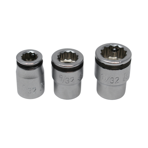 1/4 Sq. Dr. 12 point NUT GRIP® Socket Set 7/32, 9/32, 11/32 1/4 Sq. Dr. 12 point NUT GRIP® Socket Set 7/32, 9/32, 11/32