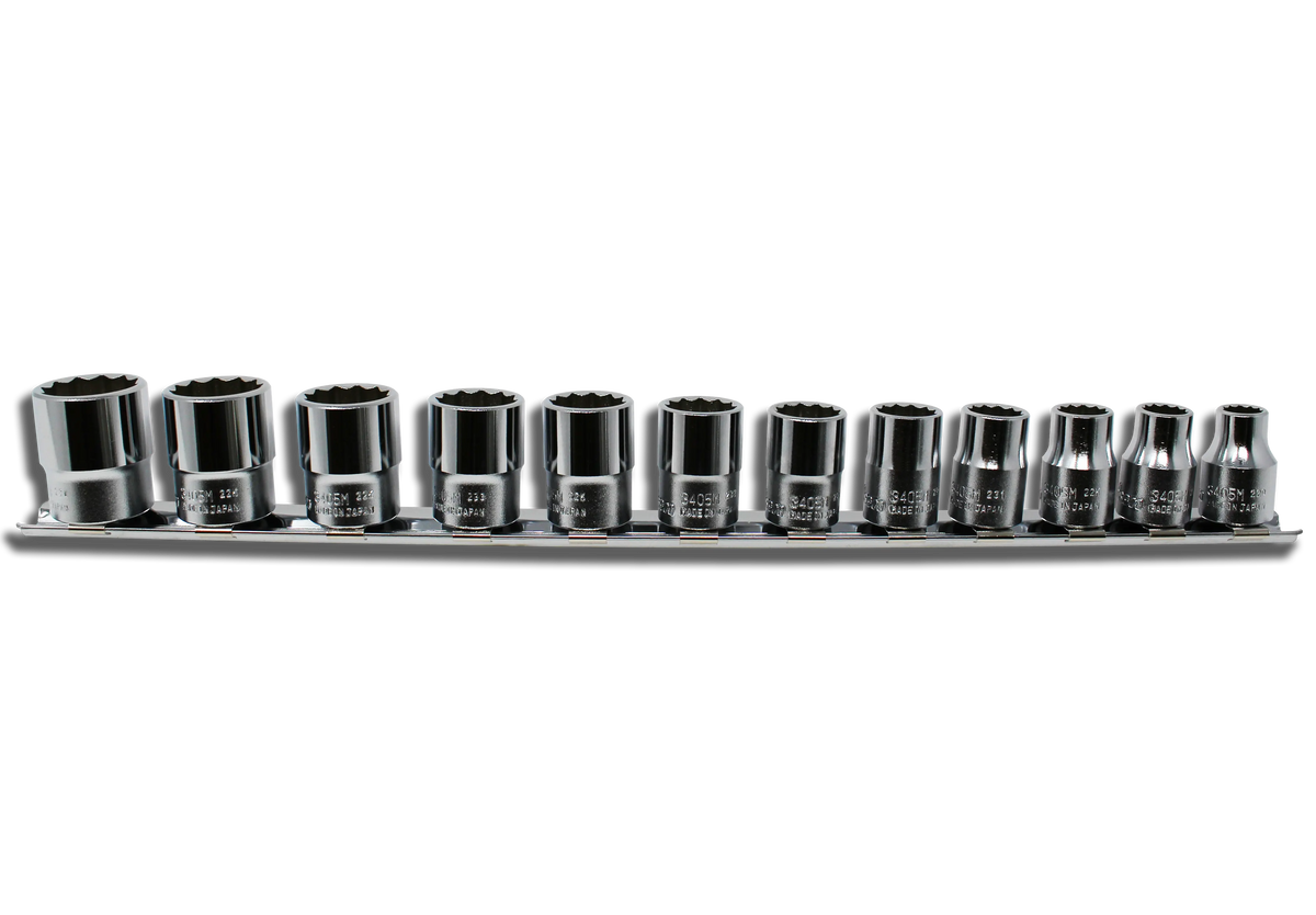 12 Piece 3/8 Sq. Dr. 12 Point, Chrome, Metric Socket Set - Ko-ken USA