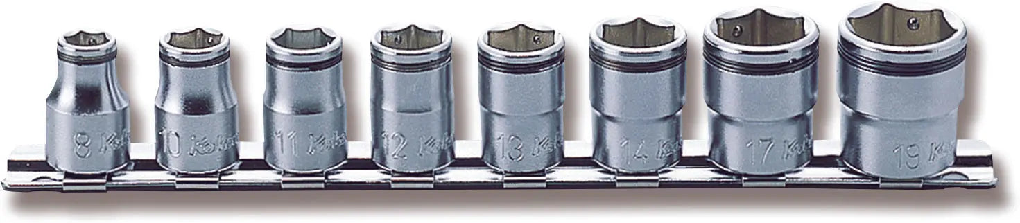 3/8 Sq. Dr. Socket set 8mm-19mm Nut Grip 200mm 8 pieces - Ko-ken USA
