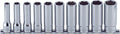 10 piece 1/2 Sq. Dr. 12 Point Deep SAE Socket Set