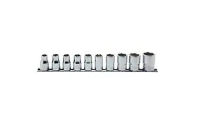 10 Piece 1/2 Sq. Dr. Surface Drive, 6Point, Metric, Chrome Socket