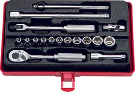 1/4 Sq. Dr. 17 Piece Metric 6-Point Socket Set 4-12mm - Ko-ken USA