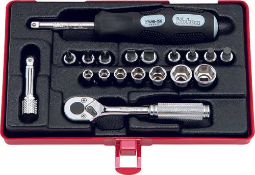 19 Piece 1/4 Sq. Dr. 6 Point Socket set - Ko-ken USA